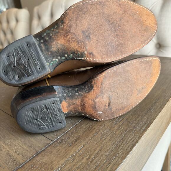 VTG Tony Lama Two Tone Lizard Wingtip Two Tone Cowgirl Rodeo Western Boots 6B - Picture 8 of 12